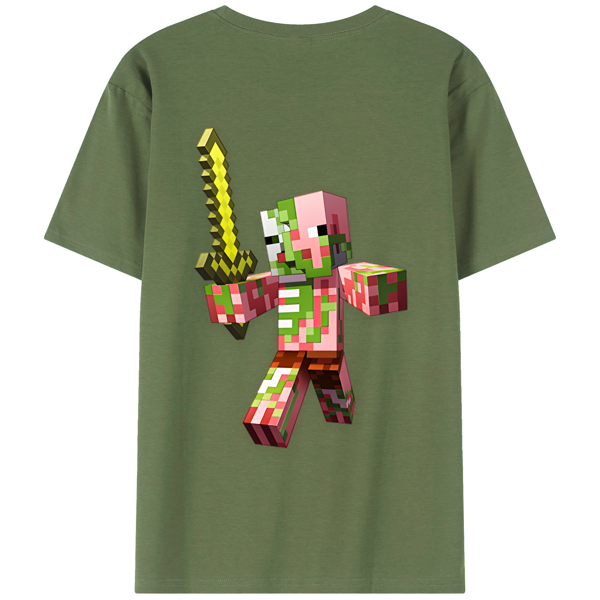 （画像用） マインクラフト ブロックの世界 Minecraft MC Block world 綿100％ メンズ半袖Tシャツ（バックプリント） 通気性